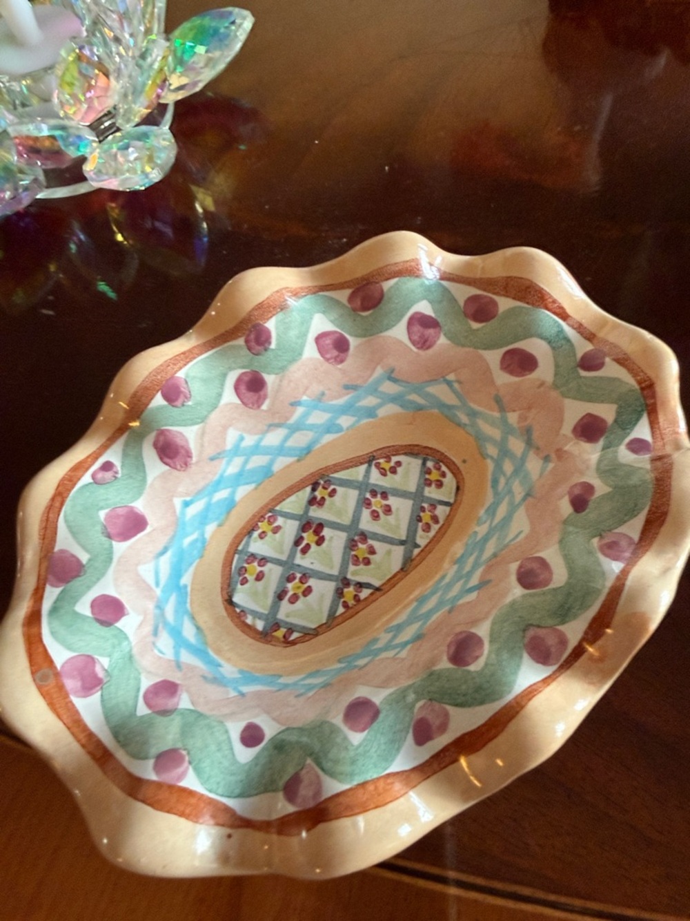 MacKenzie-Childs Ceramic Bowl in Cream with Terracotta Base small